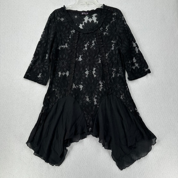 Free People Tops - Free People‎ Black Lace Tunic Top Womens Medium Witchy Gothic